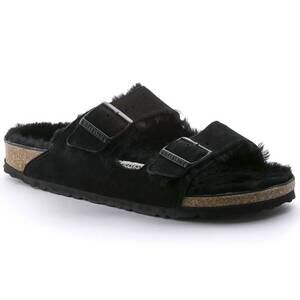 NEW BIRKENSTOCK women's arizona shearling sandals in black